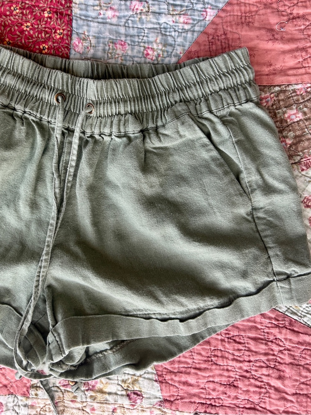 Love Tree Green Linen Blend Shorts | Casual / Loungewear/ Athletic | Size Small - Picture 5 of 11